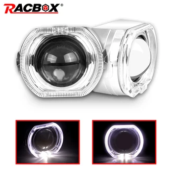 

Racbox 2.5 inch HID Bi-Xenon Projector Lens Sliver Shroud White angel eyes H4 H7 Adapter For H1 Retrofit Car Headlight