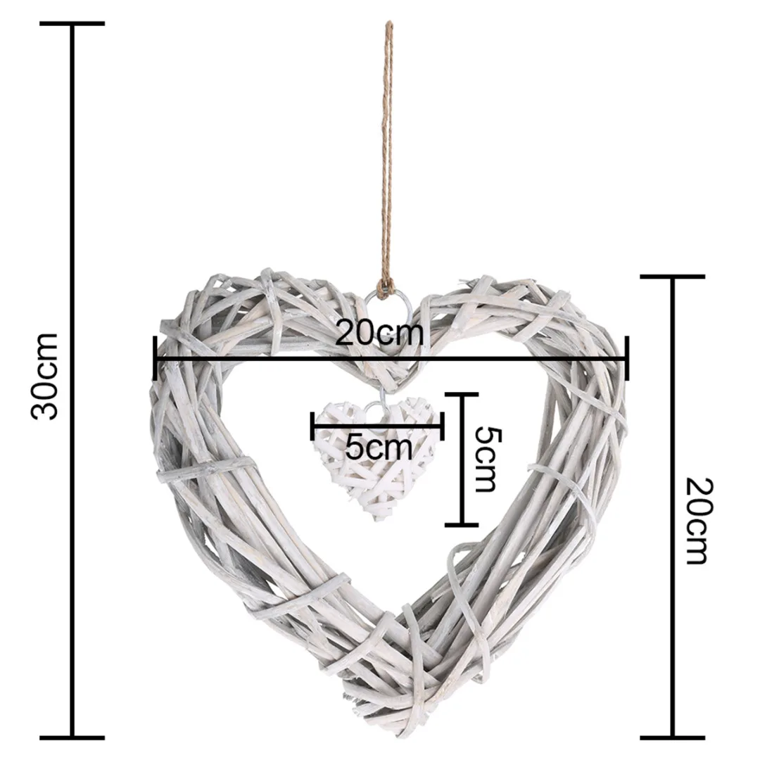 Шикарные плетеные Висячие сердца серый белый Искусственные венки DIY сердце плетение для свадьбы День Рождения Вечеринка Настенный декор
