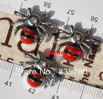 

50PCS 8MM Enamel Spider Slide Charms Letters DIY Accessories Fit 8mm Wristband Belts Pet Dog Collars Phone Strips Keychain