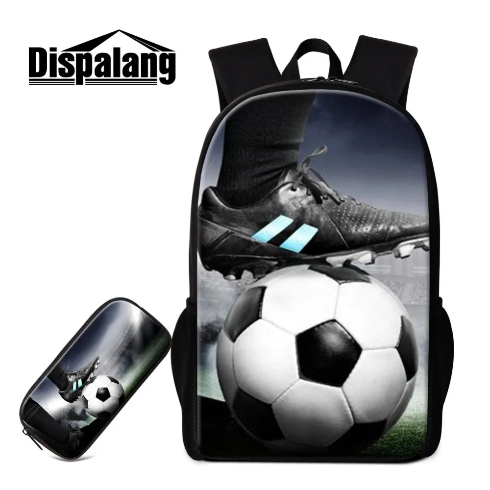 

Dispalang 2 Pcs Combination Footballs Printing Backpack and Pencil Case School Bags with Pen Box Large Capacity Bag Coin Clutch