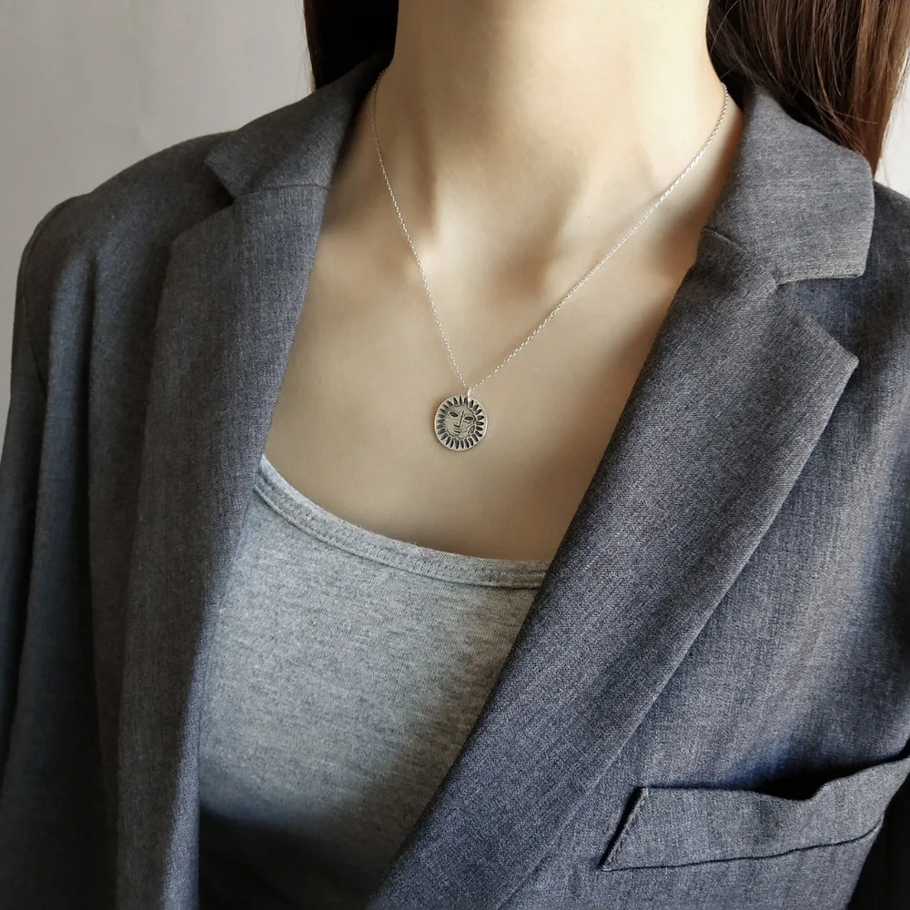 Women Solid Sterling Silver Necklaces&Pendants Girl Vintage Thai Silver Portrait Necklace Collar Jewelry Charms Accessories 2019 (6)