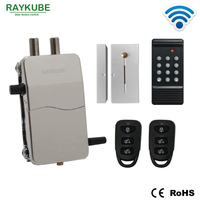 

RAYKUBE Wireless Electronic Door Lock Keyless Remote Control Intelligent Lock Invisible For Home Security DIY Kit R-W39