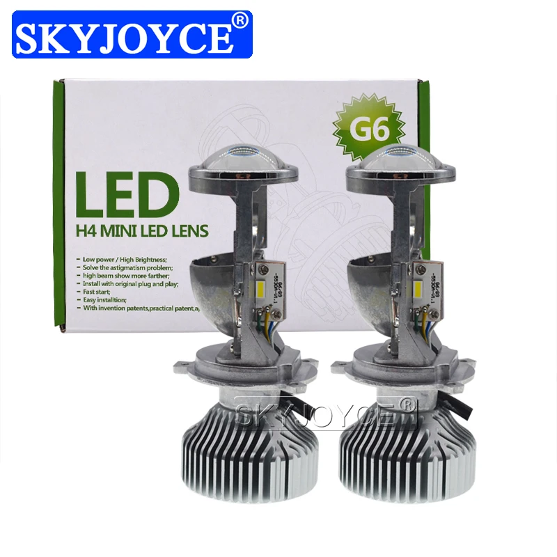 SKYJOYCE H4 LED Mini Projector Lens Car LED Headlight H4 Hilo Beam Bulb 35W 5500K White 8000LM 12V LHD RHD LED Bulb Car Styling (1)