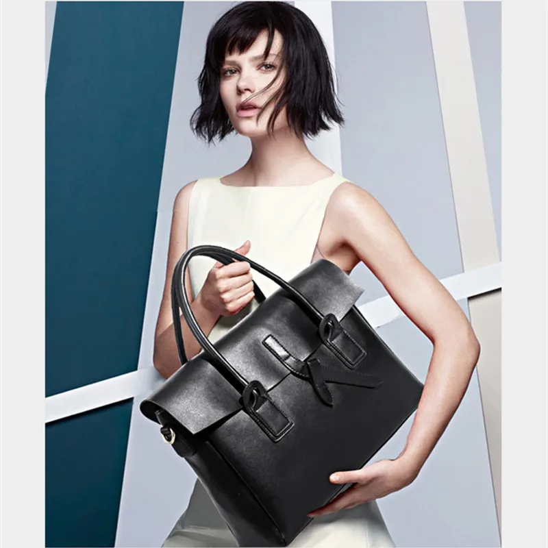 2019 جديد جلد طبيعي المرأة حقيبة الأعمال 14 بوصة محمول حقائب الإناث الأصلي crossbody حقيبة السيدات كبيرة حقائب كتف