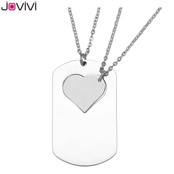 

JOVIVI 2pcs Matching Relationship His and Her Dog Tag Necklace with Heart Necklace Couple Boyfriend/Girlfriend Anniversary Gift
