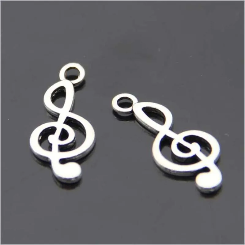 

25 шт./лот мини Подвески антикварные посеребренные подвески для музыкальных нот подвесные поделки ручной работы