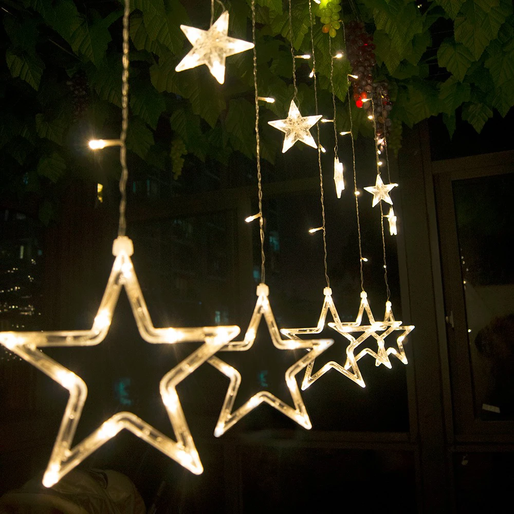 Christmas Lights 110V/220V Luces led decoracion Guirlande lumineuse with 8 play model fairy lights Star Curtain LED String Light | Лампы и
