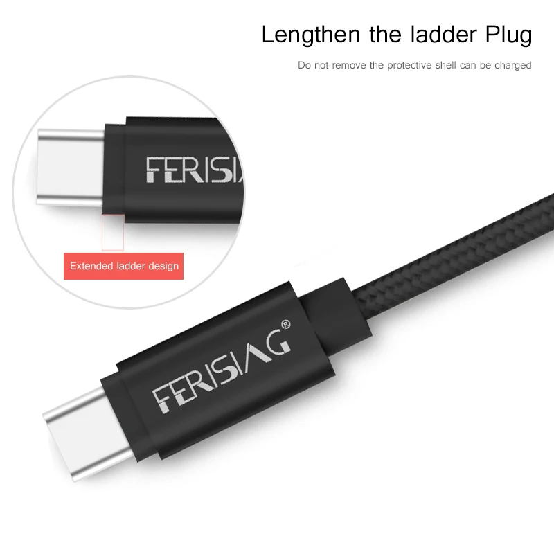 FERISING USB نوع C كابل النايلون USB C الهاتف المحمول كابل 3.1 USB نوع-C شاحن كابل بيانات ل Xiaomi onePlus 2 نيكزس 6 P 5X ماك