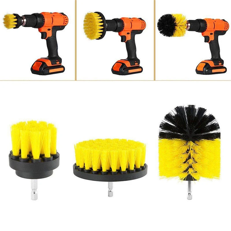 

3pcs/set Drill Power Scrub Clean Brush For Leather Plastic Wooden Furniture Car Interiors Cleaning Power Scrub 2/3.5/4 inch