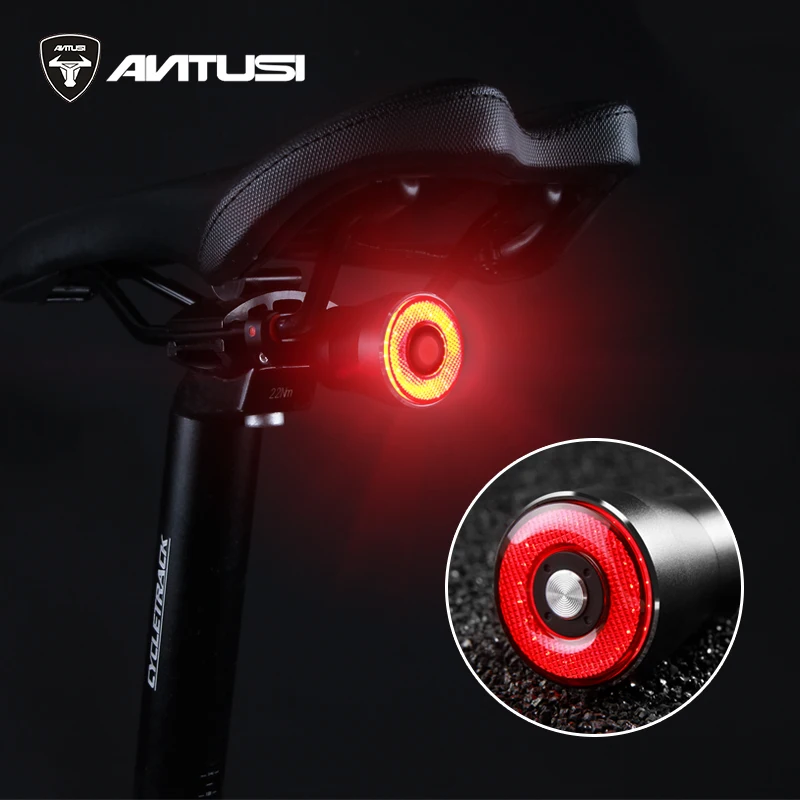 

ANTUSI Q5 Bicycle Rear Light Road Bike Automatic Brake Induction Taillight Cycling USB Recharge Smart LED Flash Safety MTB Light