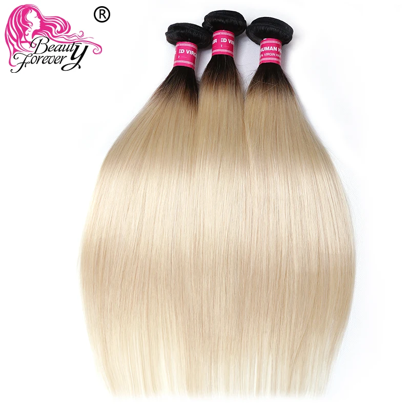 

BEAUTY FOREVER Ombre Brazilian Straight Human Hair Weaves 3 Bundles #1B/613 Remy Hair Weft Free Shipping