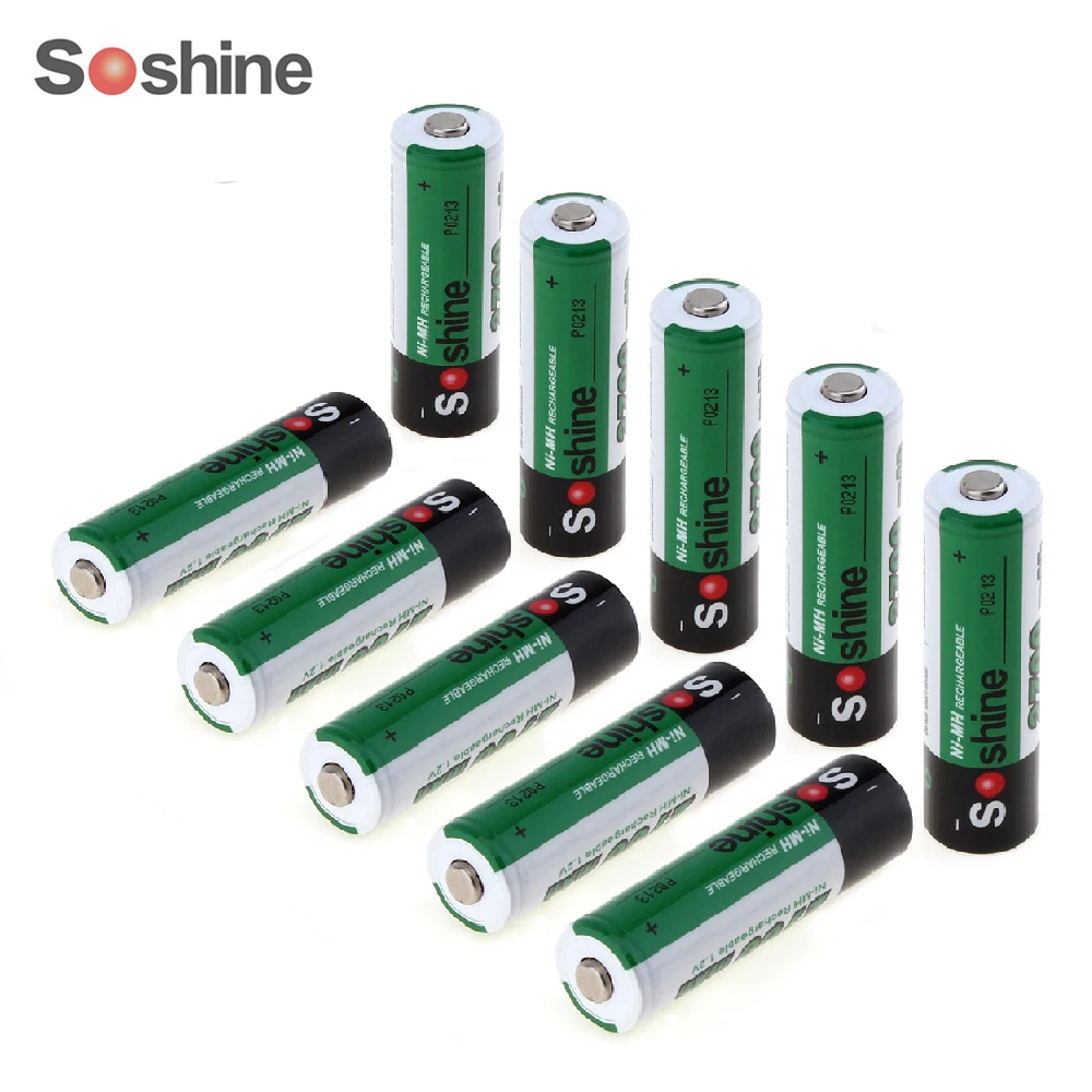 10 шт./лот Soshine Ni-MH AA 1 2 V 2700mAh аккумуляторы + Портативная Батарейная коробка для