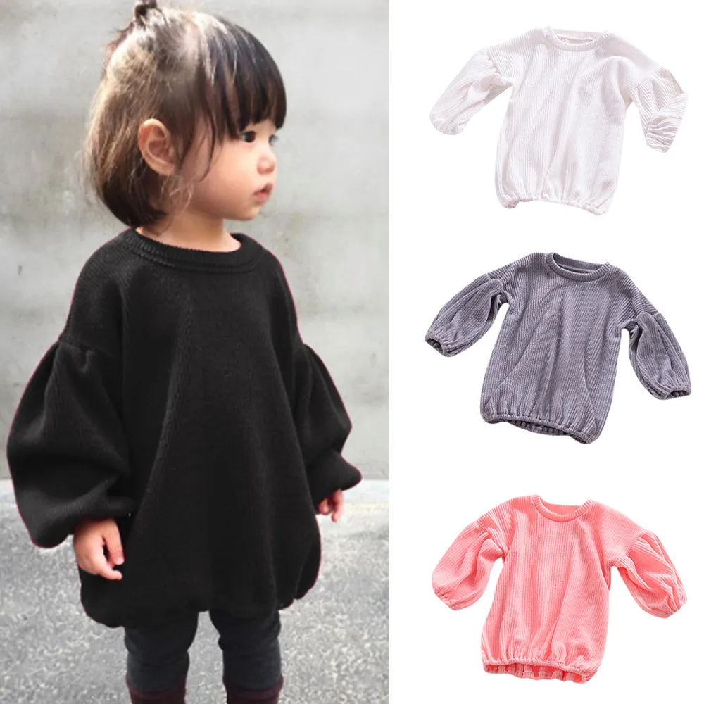 

2018 Spring Autumn Kids Girls T-shirts Lantern Sleeve Cotton T Shirt Girl Children Fashion Tops Kids Tees Clothes roupa menina
