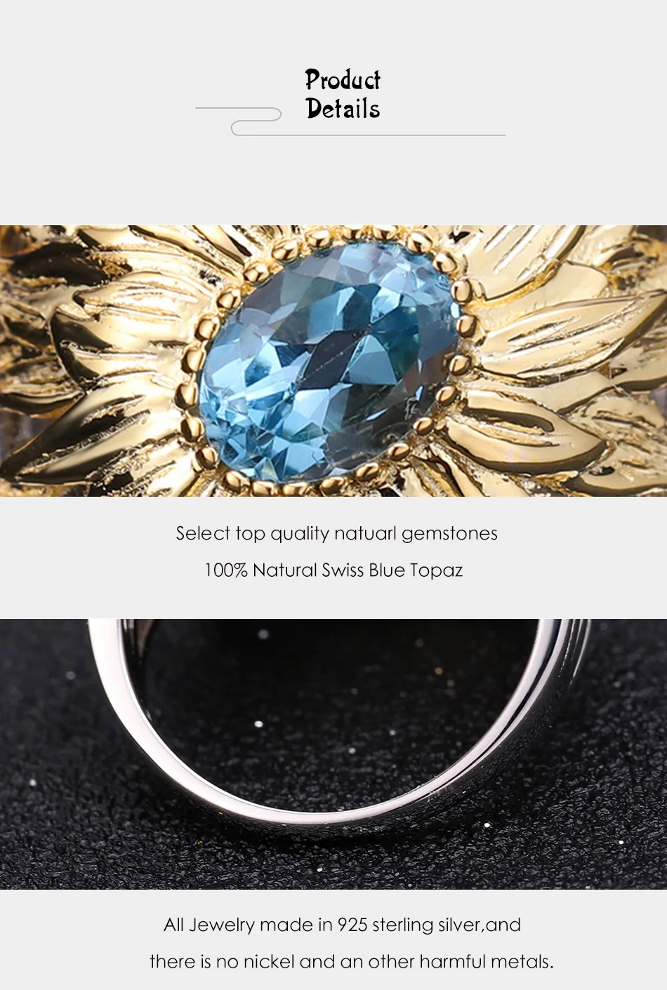 RICA FELIZ 100% 925 Sterling Silver 1.0ct Natural Gemstones Original Handmade Sunflower Ring For Women Topaz Garnet Peridot RicaFeliz • 2022