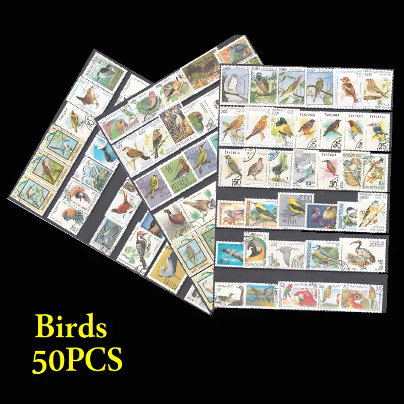 

New 50Pcs/Lot Bird Parrot Eagle All Different From Many Countries NO Repeat Unused Postage Stamps for Collecting