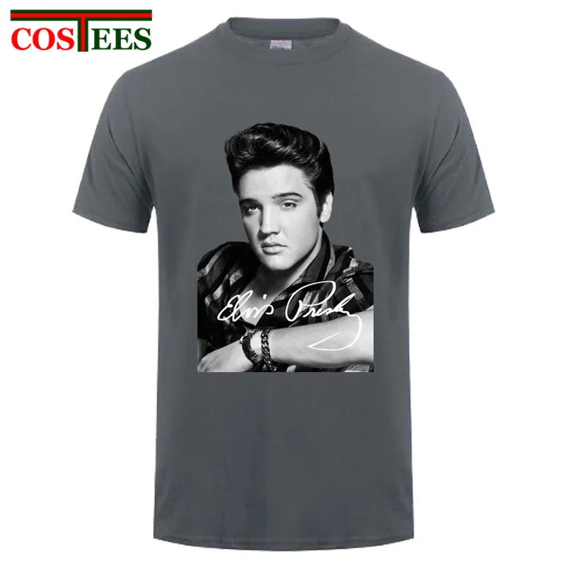 

2018 cotton tshirts High Streetwear Short Sleeve t shirt ELVIS Presley King of Rock white black pink men women t-shirt Tops Tees