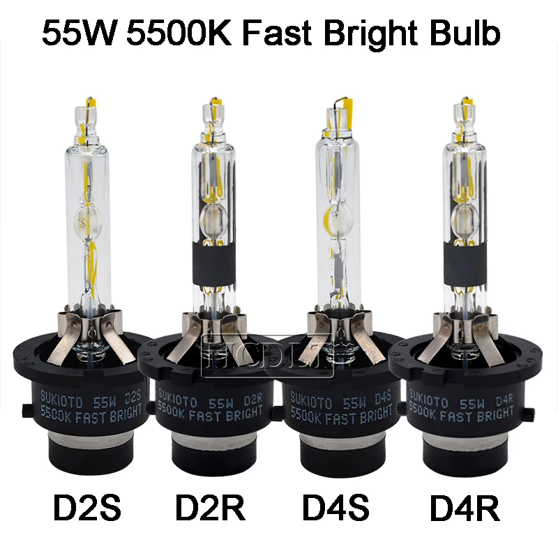 HCDLT Xenon D2S 55W Fast Bright 5500K D2S D4S Xenon Bulb D2R D4R Auto Car Headlight Lamp D2H Projector Bulb HID 55W D2S D4S Bulbs (4)