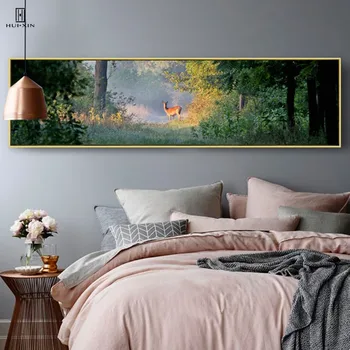 

Modern Concise Woods Decorative Paintings Pictures Of The Elves In The Forest Group Of Deer Completely Running For Home Decor