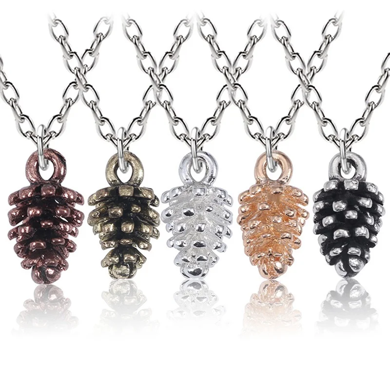 

Autumn Mini Acorn Pine Cone Pendant Necklaces Christmas Sweater Chain Pinecone Jewelry Suspend Collar Collier Gift