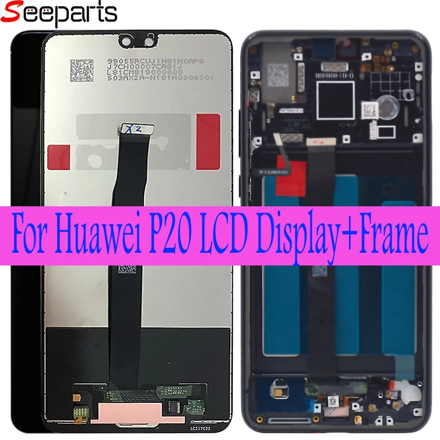 Beste Huawei P20 LCD Touch Screen Digitizer Vergadering EML L29 L22 L09 AL00 Voor Huawei P20 LCD Met Frame Vervanging onderdelen