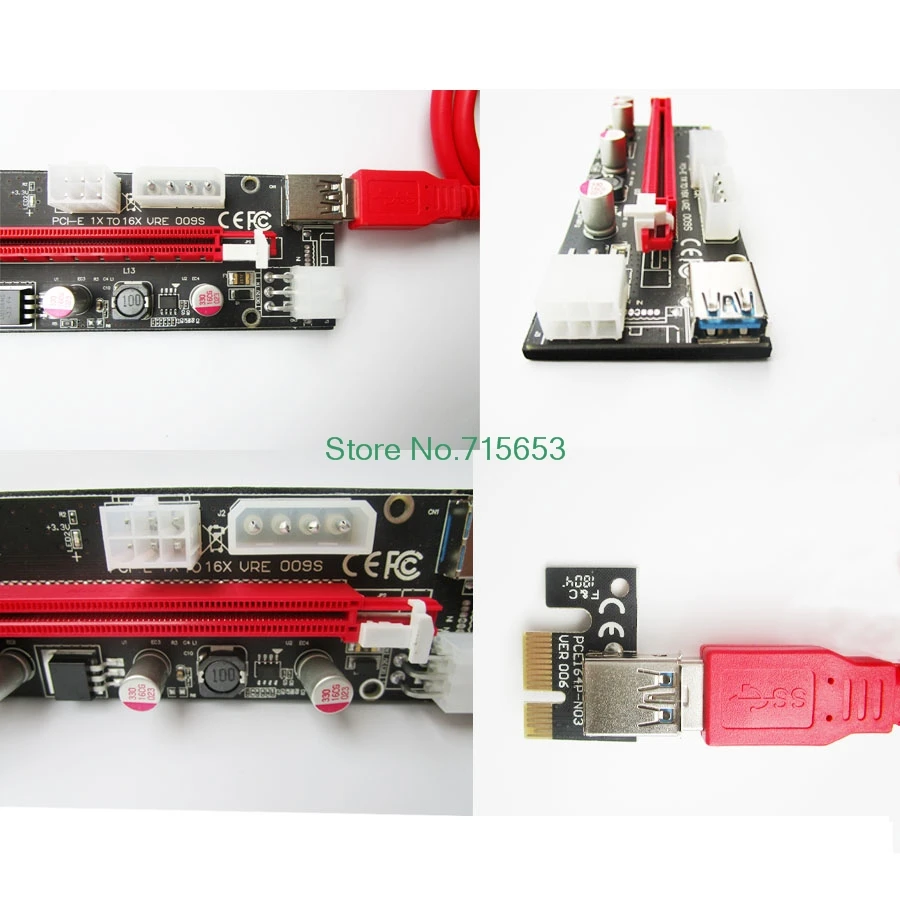 009 S PCIe Riser 1x к 16x Графика расширение для GPU добыча Powered стояка адаптера 60 см Кабель USB