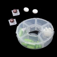6 Cases 2 Big Grid 4 Small Grid Round Storage Box PP Box Organizer Medicament Box Debris Box Transparent Portable