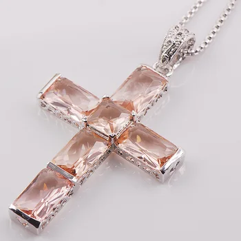

Cross Morganite 925 Sterling Silver Fashion Jewelry Pendant TE431