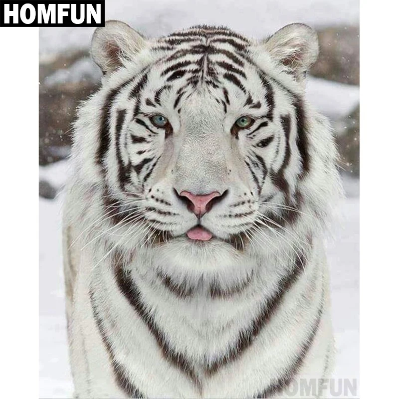 HOMFUN полный квадрат/круглая дрель 5D DIY Алмазная картина &quotбелый тигр&quot вышивка