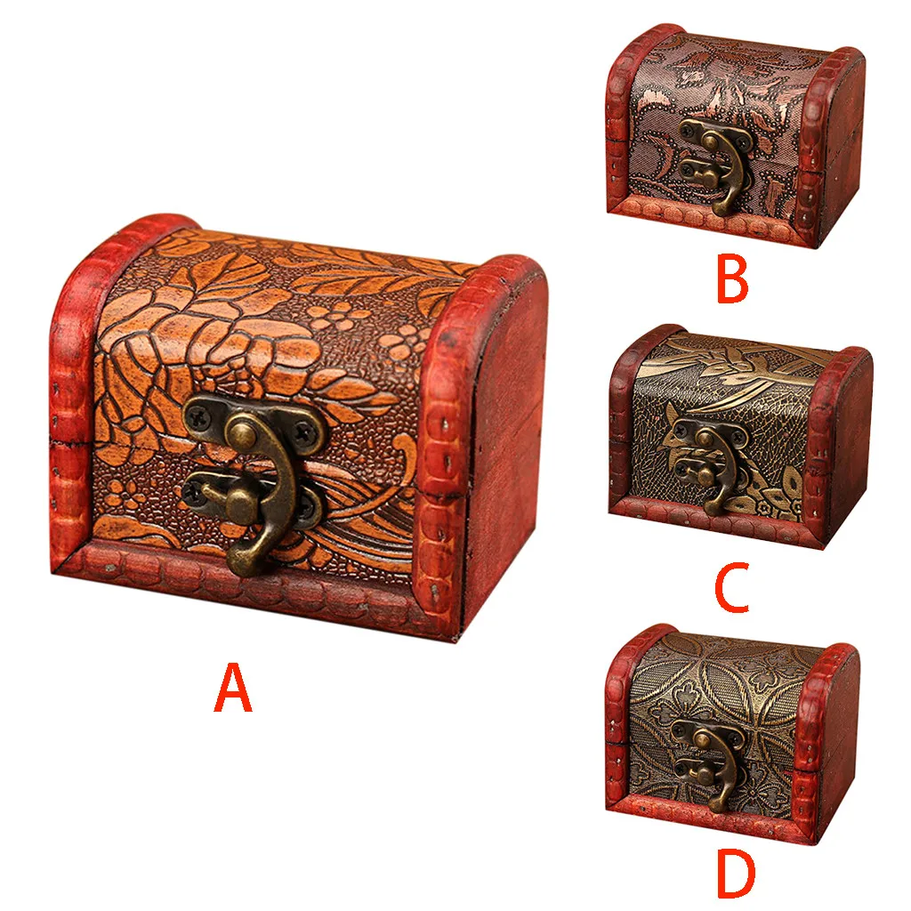 Деревянная коробка для хранения ювелирных изделий, ретро Изысканная европейская шкатулка, сундук с сокровищами 5,20