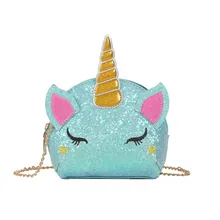 Милая сумка с единорогом для детей, женские кожаные сумки, сумки через плечо для девочек, сумки через плечо, маленькие сумки с блестками для женщин