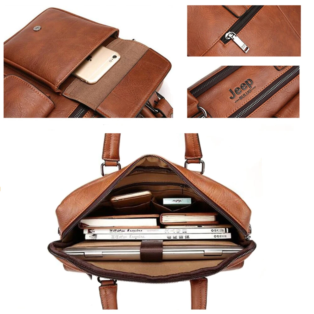 the internal pockets on a briefcase showed
