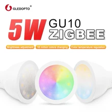 ZIGBEE smart home LED gu10 bulb RGB+CCT color change 5W smart led spotlight AC100-240V led dual white light work with echo plus