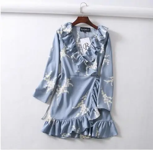Toppies, женское синее платье в горошек с запахом, винтажное Сексуальное мини платье с оборками, вечерние платья
