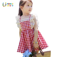 Г., летние платья для маленьких девочек одежда для малышей с рукавами-крылышками детское платье принцессы в клетку с эластичным кружевом детская одежда синий/красный