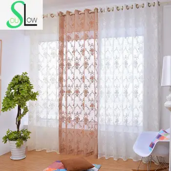 

Slow Soul White Beige Coffee Luxury European Style Jacquard Curtain Bedroom Living Room Study Europe Floral Tulle Curtains Sheer