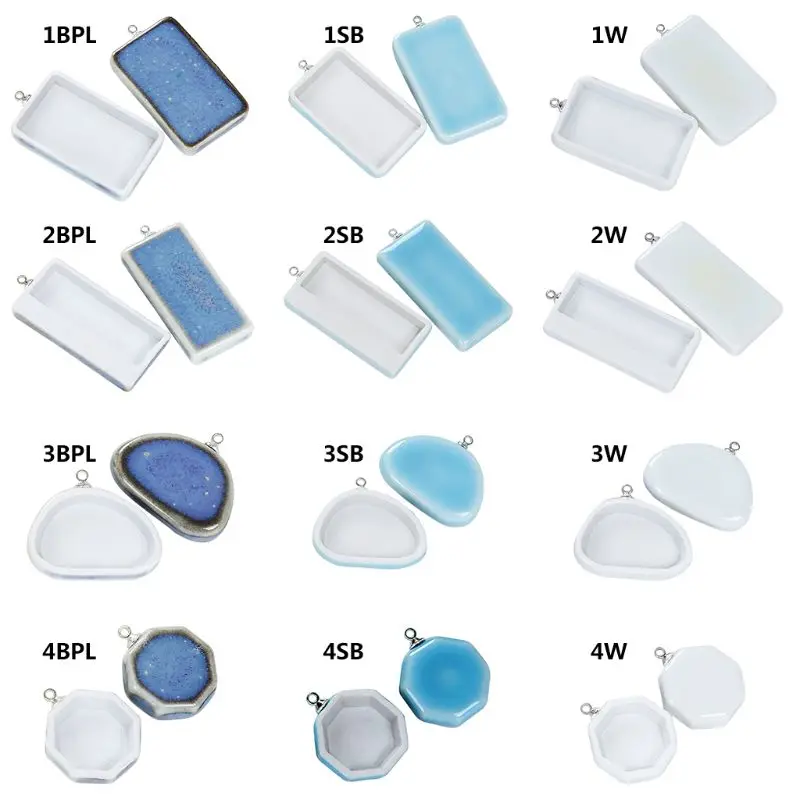 

Ceramic Pendant Tray DIY Epoxy Resin Crafts Jewelry Making Chinese Necklace Pendant Geometric Shape Holder White Vintage