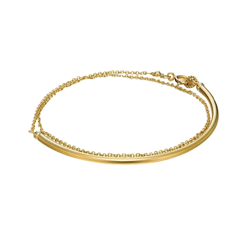 Anenjery простой серебряный золотой цвет минималистичный тонкий изогнутый полукруглый многослойный браслет на цепочке для женщин S-B231