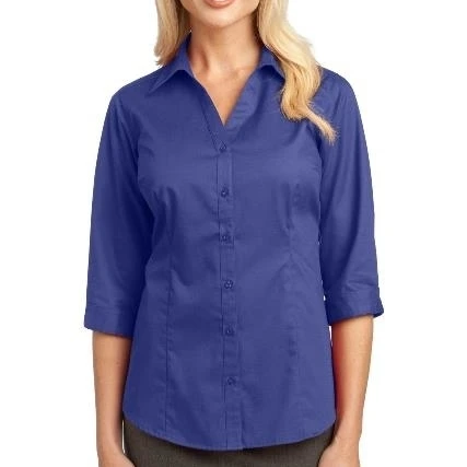 Port Authority L6290 Ladies 3 by 4-Sleeve Blouse Mediterranean Blue - Extra Large (1)