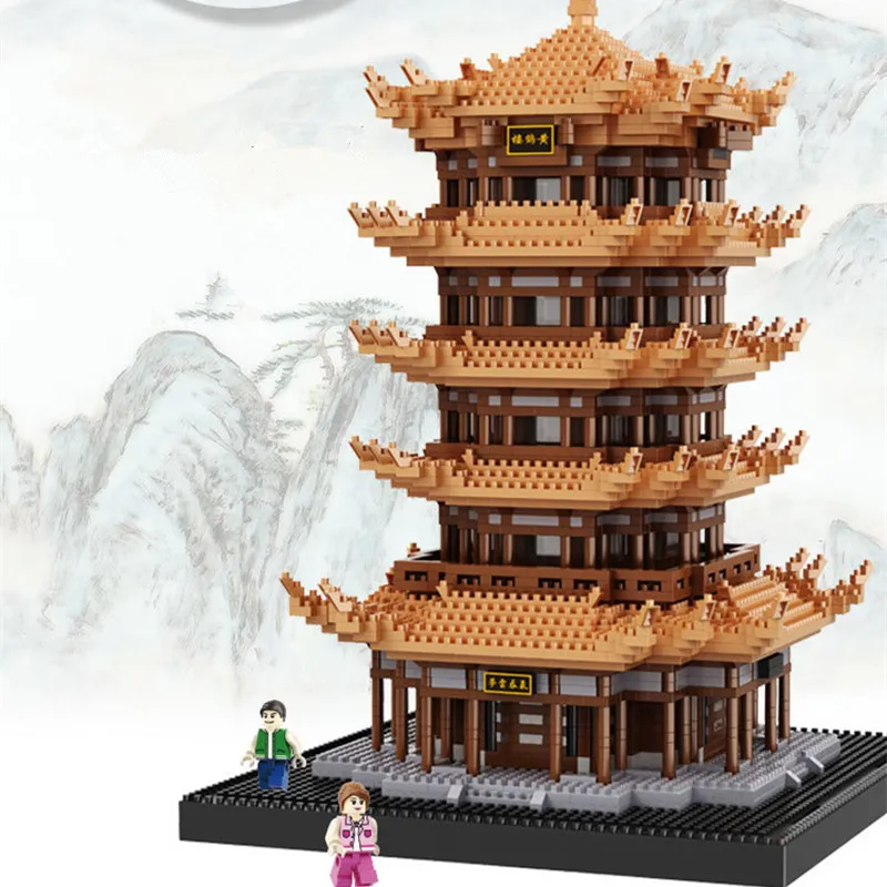 

New World Famous Building Yellow Crane Tower Puzzle Assembling Model Building Blocks Kit Toys Kids Gifts