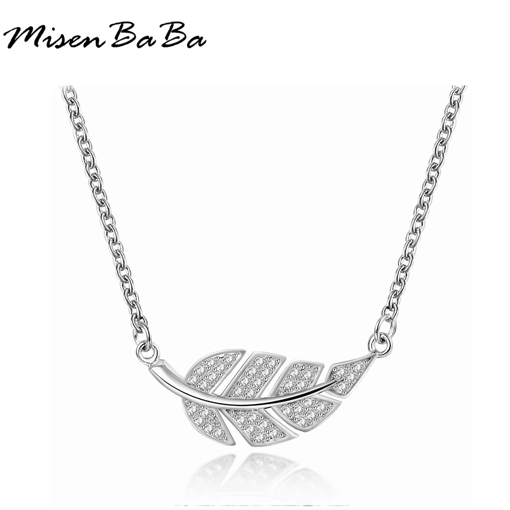 Luxury 925 Sterling Silver Necklace Fashion Setting Leaf Pendant For Clear Women Leaves Pendants &amp Necklaces Jewelry | Украшения и