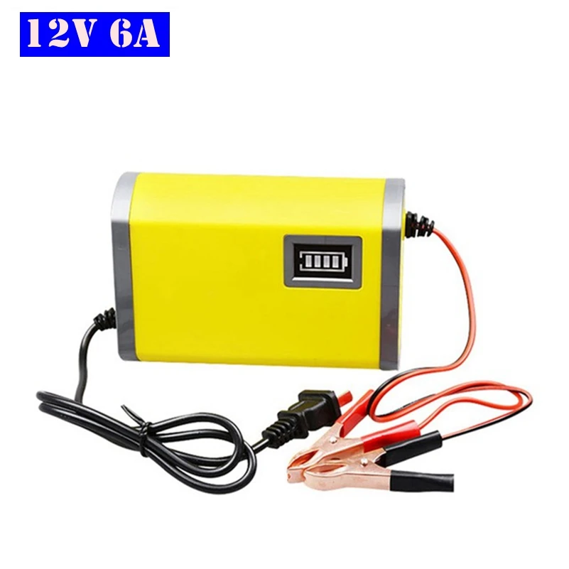 

12V 6A Universal Smart Car Battery Charger Power Charge AGM VRLA Gel Lead Acid Motorcycle Charger 12V Pulse Repair LCD Display