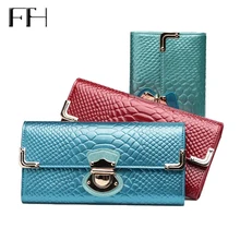Mode Rindsleder lackleder Sexy Frauen schlossabdeckung lange Brieftasche Kartenhalter Dame luxuriöse telefon Geldbörse weiblichen elegante Kupplungen