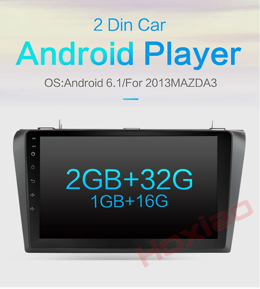 Top Hoxiao Android 6.0 for Mazda3 2004-2009 GPS HD multimedia player map navigation WIFI  RDS USB BT NO DVD 9  inch 2DIN car radio 2