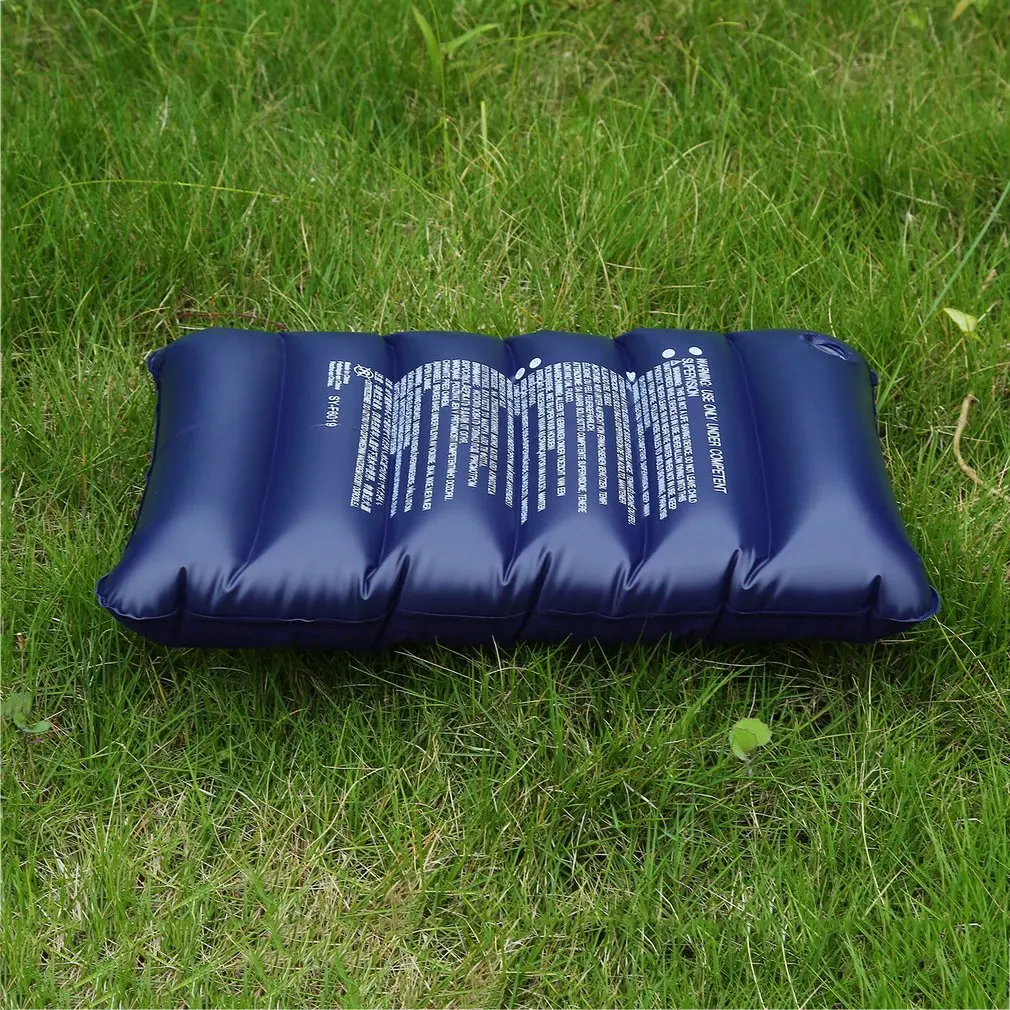 1pcs Inflatable Camping Pillow Travel Flocking Dark Blue Inflatable