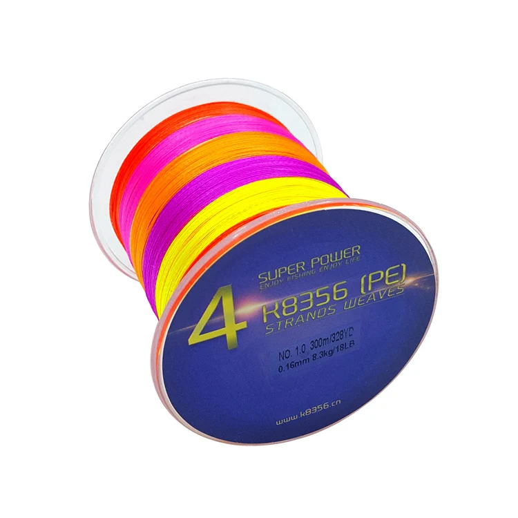 K8356 300 м/328 ярдов 4 стойки PE леска плетеная леска PE многофиламентная рыболовная леска супер прочная высокое качество 8LB-150LB - Цвет: Multicolor One