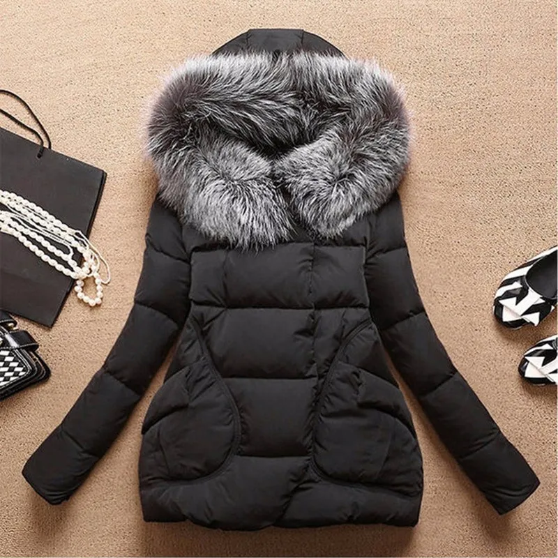 Womens Winter Jackets And Coats Winter Jacket Women Long Fur Hooded Winter Coat Women Cotton Padded