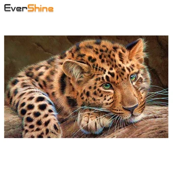 

EverShine Diamond Embroidery Leopard Full Square Diamond Painting Cross Stitch Diamond Mosaic Animal Picture Rhinestone Decor