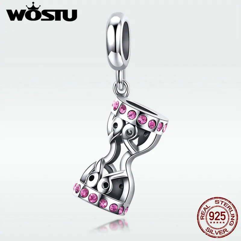 WOSTU оптовая продажа подлинный 925 стерлингового серебра песочные часы Подвески