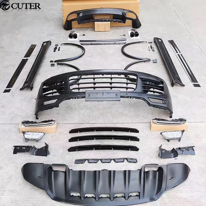 FRP GTS стиль автомобильный комплект кузова передний бампер задний бампер боковые юбки колеса брови выхлопные трубы для Porsche Cayenne GTS 15-17