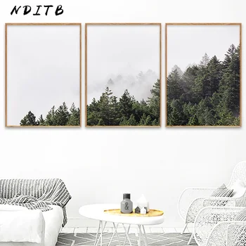

NDITB Scandinavia Fog Forest Nordic Posters and Prints Landscape Wall Art Canvas Painting Decorative Pictures Modern Home Decor